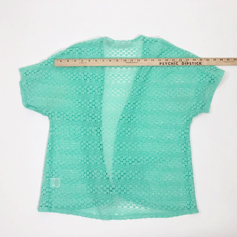 EUC Sag Harbor Mint Green Lace Knit Kimono Wms Size Large - Picture 5 of 5